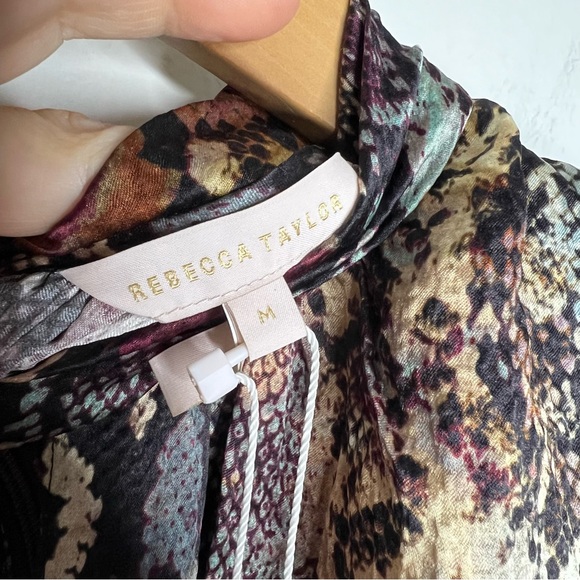 NWT Rebecca Taylor Snake Ruffle Silk Top Sz M Blouse - Picture 10 of 11